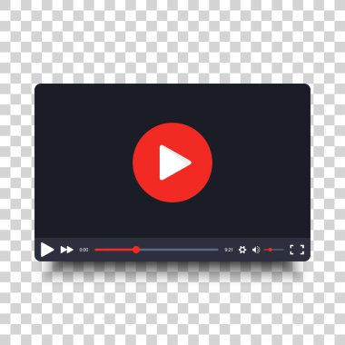 Video oynatıcı çerçevesi. Video oynatıcı arayüz ekranı. Çizgi film tasarımı tarzında bir video oynatıcı çerçevesi. Şeffaf arkaplanda izole edilmiş. Vektör ögesi