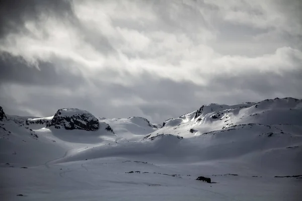Winterlandschap Noorwegen Rechtenvrije Stockfoto's
