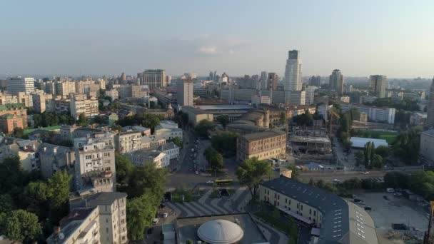 Aerial drone footage. Fly over Arsenalna metro station district in Kyiv. — Stockvideo