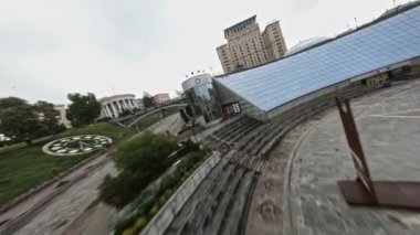 FPV flight over Independence Square in Kiev. Ukraine August, 3, 2022