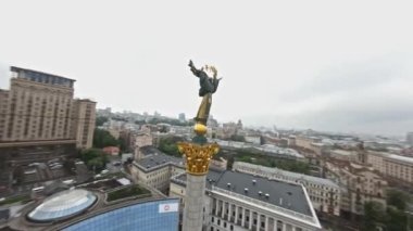 FPV flight over Independence Square in Kiev. Ukraine August, 3, 2022