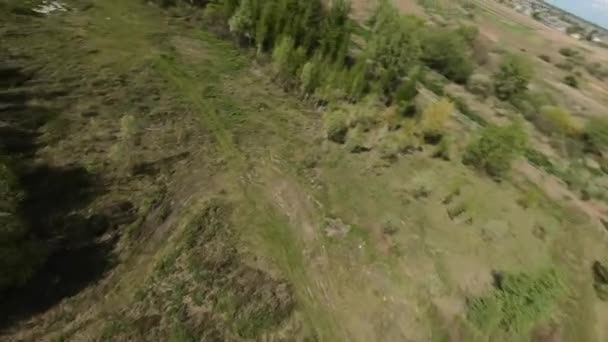 FPV flight pursuit of a military armoured personnel carrier at training — Wideo stockowe