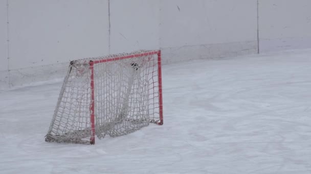 Lokalna drużyna gra w hokeja na lodzie mecz slow motion hand shake shot. Ukraina styczeń, 15, 2022 — Wideo stockowe