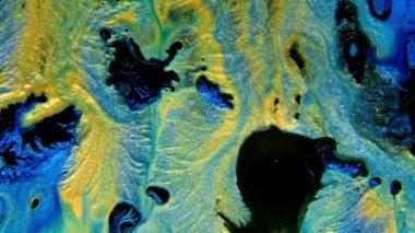 Soyut mürekkep boyası mavi ve altın arkaplan. Akrilik boya karışımı, mermer soyut akışkan sanat deseni..