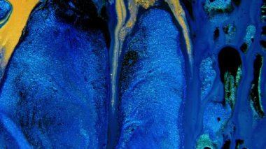 Soyut mürekkep boyası mavi ve altın arkaplan. Akrilik boya karışımı, mermer soyut akışkan sanat deseni..