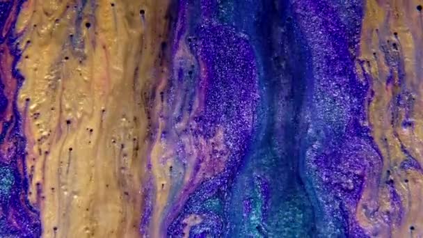 Abstract paint mixing neon violet green orange purple colors ink. Liquid colorful amazing organic background. — Wideo stockowe