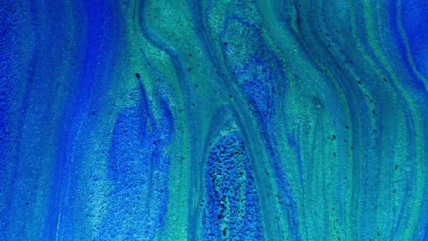 Abstract ink painting blue and azure background. Mixture of acrylic paints, marble abstract fluid art pattern. — Vídeos de Stock