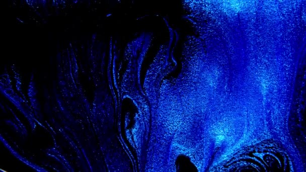 Abstraktní inkoust malování tmavě modré pozadí. Směs akrylových barev, mramorové abstraktní tekutiny umění vzor. — Stock video