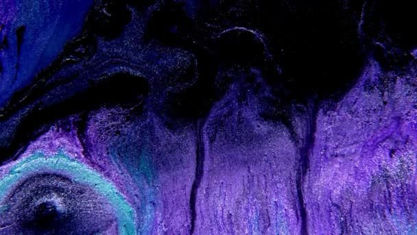 Abstract paint mixing neon blue green and violet purple colors ink. Liquid colorful amazing organic background. — Wideo stockowe