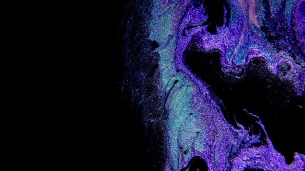 Abstract paint mixing neon violet green orange purple colors ink. Liquid colorful amazing organic background. — Video