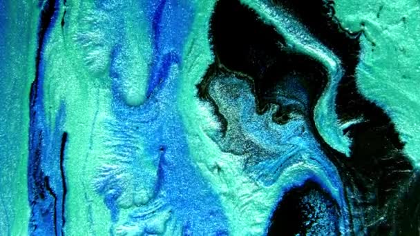 Абстрактний чорнильний живопис синій і блакитний фон. Суміш акрилових фарб, мармуровий абстрактний візерунок рідинного мистецтва . — стокове відео