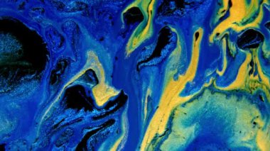 Soyut mürekkep boyası mavi ve altın arkaplan. Akrilik boya karışımı, mermer soyut akışkan sanat deseni..