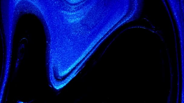 Tinta abstracta pintando fondo azul oscuro. Mezcla de pinturas acrílicas, patrón de arte fluido abstracto de mármol. — Vídeo de stock