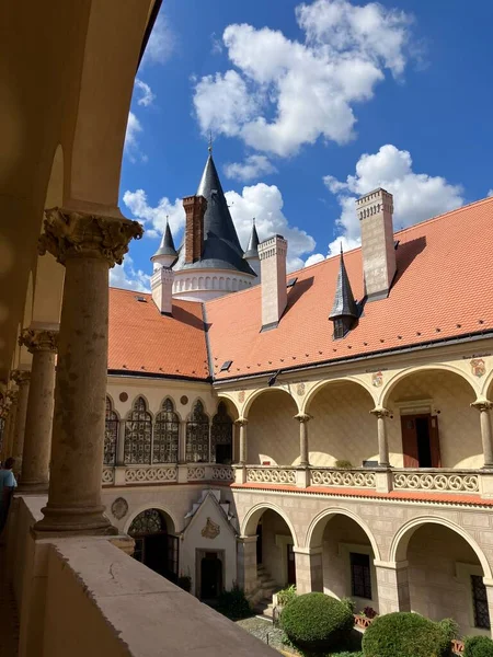 View Courtyard Zleby Castle Czech Republic — Stok fotoğraf