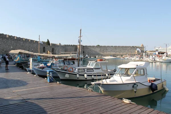 Boote Hafen Von Rhodos City Griechenland — Stockfoto