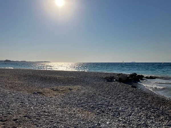 Een Strand Ixia Rhodos Island Griekenland — Stockfoto