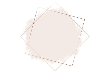 Pastel pembe arkaplan üzerindeki bakırda kare soyut logo arkaplan çizimi