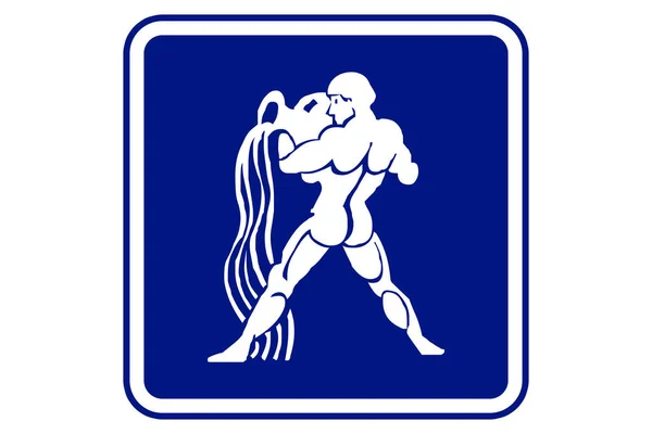 Ilustracja Znaku Zodiaku Wodnego Niebieskim Tle — Zdjęcie stockowe