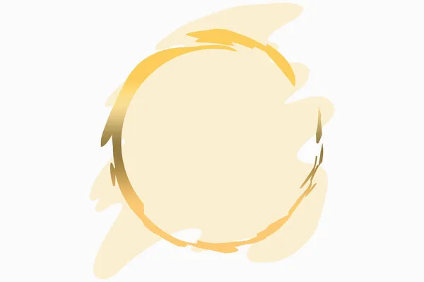 金の輪を持つブラシの形をした黄色のパステルカラーの抽象的なロゴの背景イラスト — ストック写真