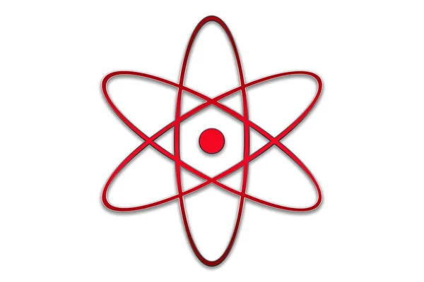 Atom Kärnkraft Atomenergi Ikon Illustration Koncept Rött — Stockfoto