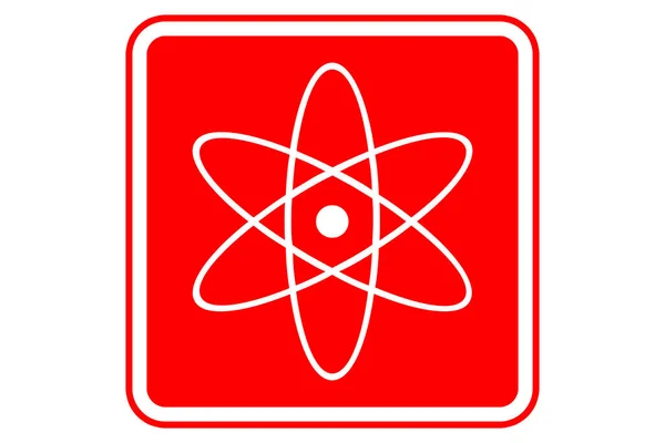 Atom Kärnkraft Atomenergi Ikon Illustration Koncept Röd Bakgrund — Stockfoto