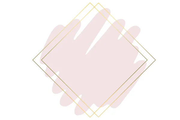 Roze Aquarel Penseelstreek Met Luxe Gouden Frame Glitter — Stockfoto