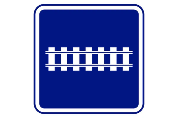 Mavi Arkaplanda Tren Raylarının Çizimi — Stok fotoğraf