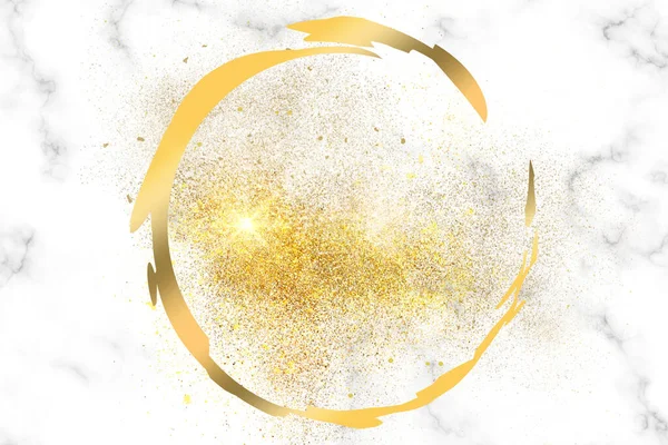 Žluté Abstraktní Logo Pozadí Ilustrace Kruhem Zlatým Prachem — Stock fotografie