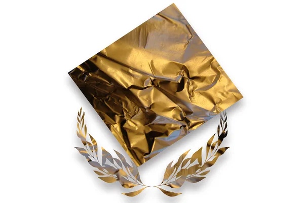 金の四角形と金の枝抽象的なロゴの背景イラスト — ストック写真