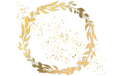 Dalları ve altın çemberli soyut logo arkaplanı