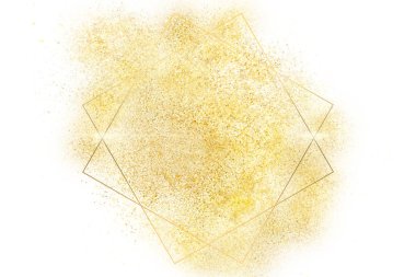 İki kare ve altın tozlu altın soyut logo çizimi