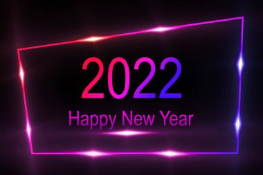 Mutlu yıllar 2022 metin tasarımı. Sayılarda parıltı olan bir illüstrasyon. Mutlu yıllar 2022 tebrik kartı ve poster tasarımı.