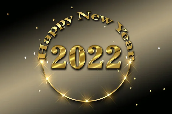 新的一年2022年的文字设计 用金色的数字表示问候 2022年新年快乐贺卡和海报设计 — 图库照片