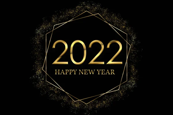 Gott Nytt 2022 Textdesign Hälsning Illustration Med Gyllene Siffror Gratulationskort — Stockfoto