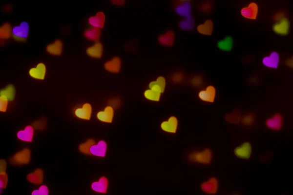 Αφηρημένη Πολύχρωμη Αγάπη Καρδιές Φόντο Εικονογράφηση Bokeh Θολούρα — Φωτογραφία Αρχείου
