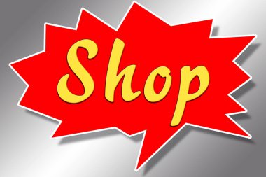 Gri arkaplanda dükkan sözcüğünün çizimi