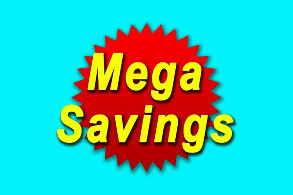 Mega Savings Illustration Blue Background — Stockfoto