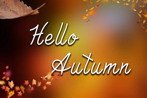 Hello Autumn Orange Yellow Colors Background Illustration — Stock Photo, Image