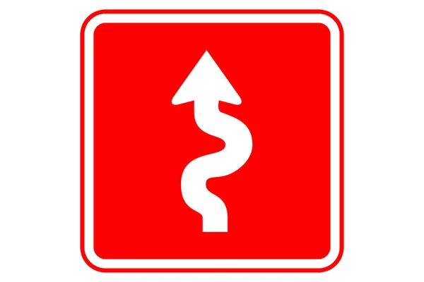Иллюстрация Знака Красных Опасных Кривых — стоковое фото