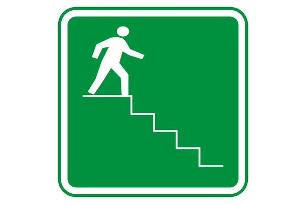 一个男人穿着绿色衣服下楼的梯子的例子 — 图库照片