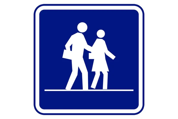 Illustration School Zone Sign Blue Background — Stock Photo, Image
