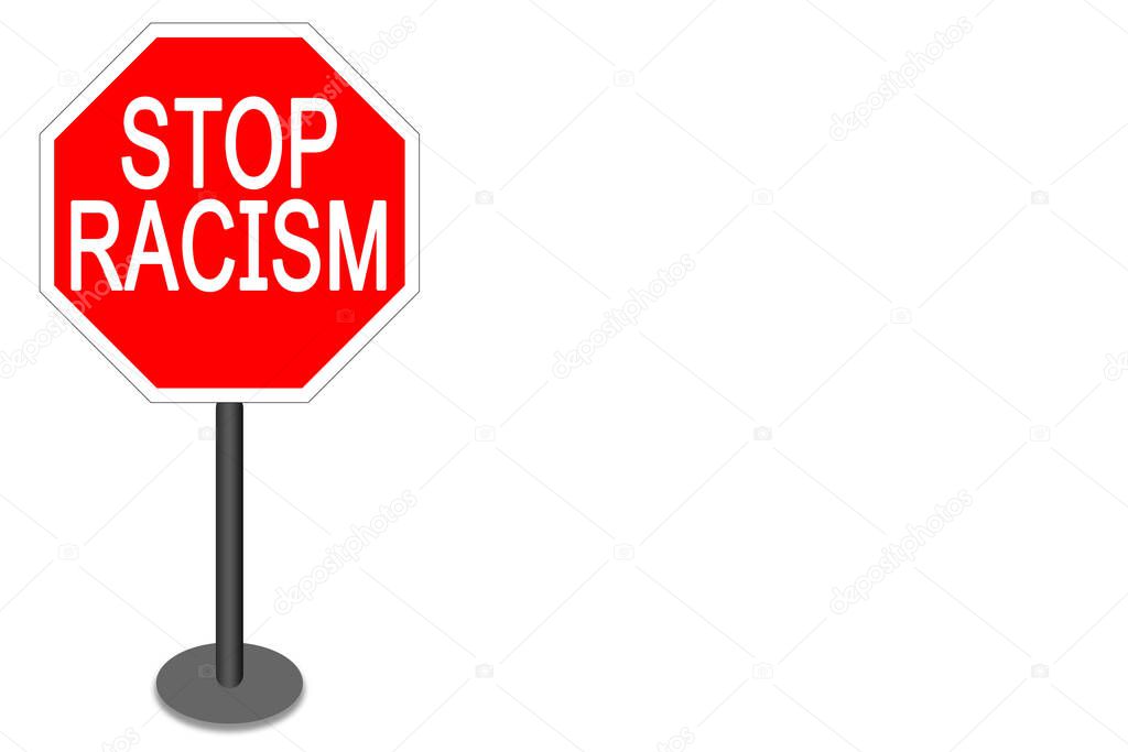 illustration of stop racism on yellow background