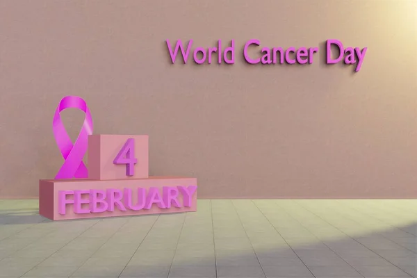 Περίπτερα Βάθρο Της 4Ης Φεβρουαρίου Εορτασμός Της Παγκόσμιας Ημέρας Καρκίνου — Φωτογραφία Αρχείου