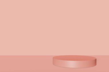 Kutu destekli pembe renkli yayalar. Marka tanıtım ürünü için podyum, gerçekçi 3D dijital oluşturma