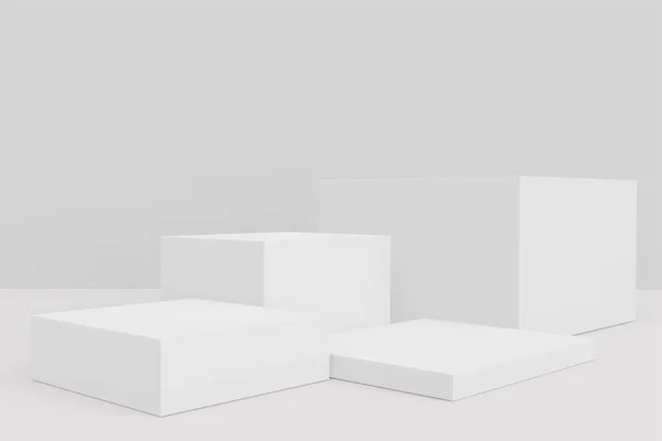 Exhibición Blanca Del Pedestal Con Concepto Del Soporte Caja Podio — Foto de Stock