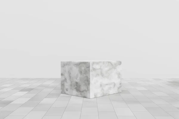 Marmorsockeldisplay Mit Box Ständer Konzept Podium Für Markenförderungsprodukte Realistisches Digitales — Stockfoto