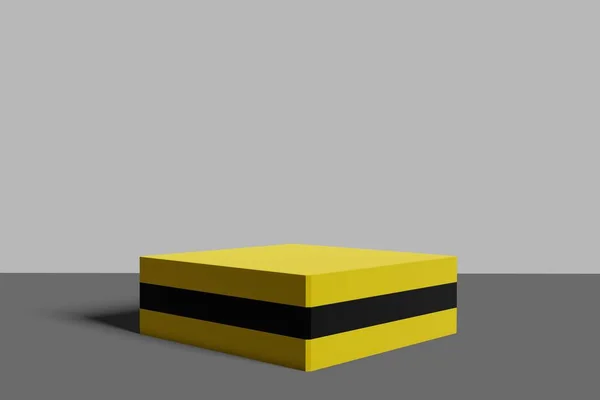 Абстрактный Желтый Черный Дисплей Пьедестала Кубиками Концепцией Стенда Коробки Подиум — стоковое фото