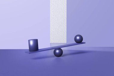 Dengeli arka plan 3D illüstrasyonlu iş ve yaşam tarzı dengesi kavramı