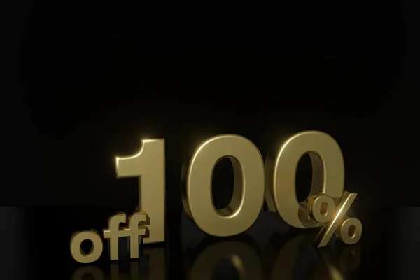 100 Percent Illustration Gold Black Background Copy Space — Stock Photo, Image