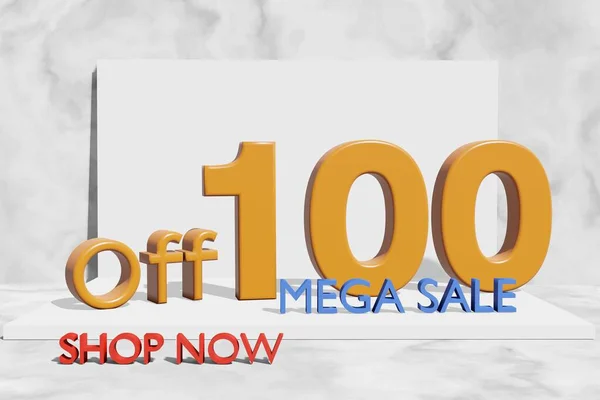 Illustration Mega Sale 100 Percent Orange Color Illustration Marble Background —  Fotos de Stock